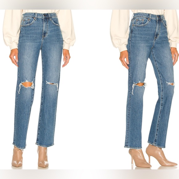 Pistola Cassie Super High Rise Straight Distressed Adore Destructed Jeans - Picture 1 of 9